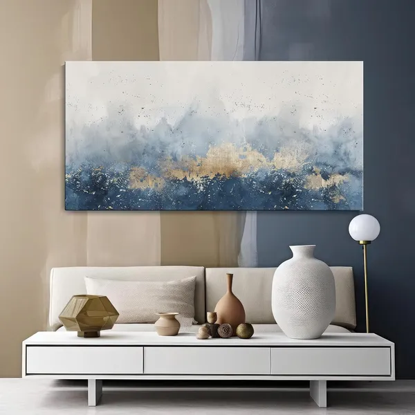 Abstract_Blue_and_Gold_Horizon_Canvas_Painting_-_24x48_Inches_Framed_Art,_Modern_Coastal_Wall_Decor_(FLP24480711)