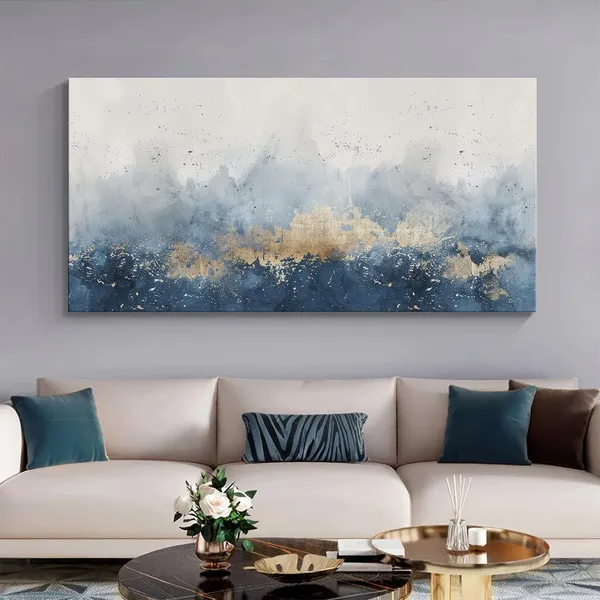 Abstract_Blue_and_Gold_Horizon_Canvas_Painting_-_24x48_Inches_Framed_Art,_Modern_Coastal_Wall_Decor_(FLP24480711)