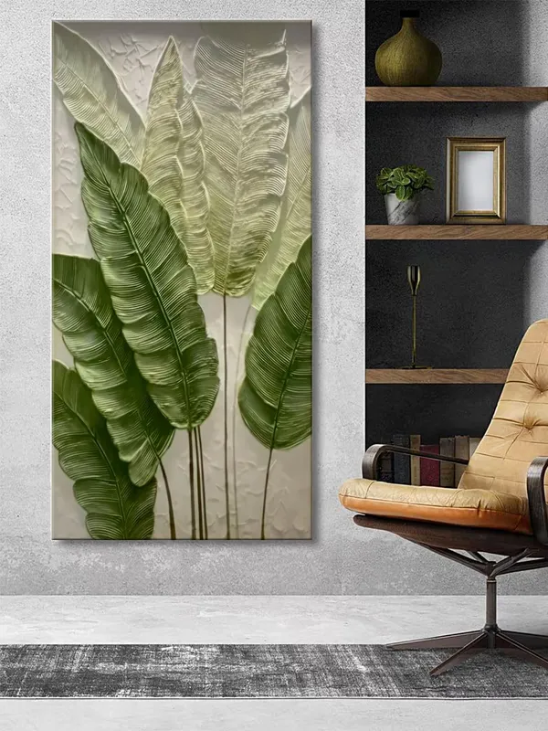 Botanical_Canvas_Wall_Art_with_Textured_Banana_Leaves_Design_Large_Painting,_Big_Painting_(24X48_Inches_FLP24480790)