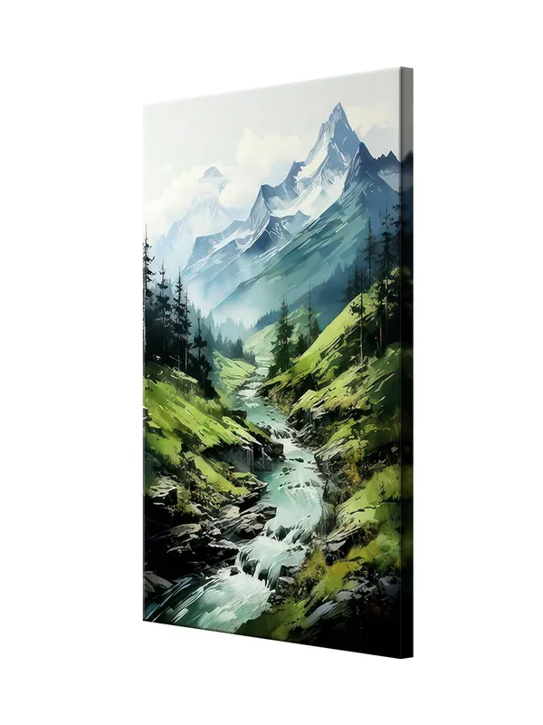 Nature_Inspired_Mountain_Canvas_Art_with_Lush_Green_Forests_and_Rivers_Large_Painting,_Big_Painting_(24X48_Inches_FLP24480797)
