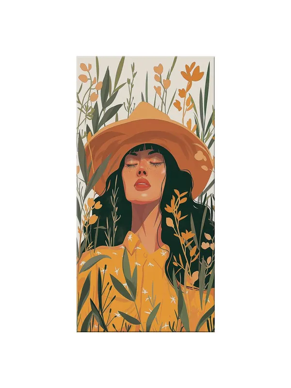 Tranquil_Woman_in_Nature_Canvas_Art_-_Boho_Style_Illustration_Painting_Large_Painting,_Big_Painting_(24X48_Inches_FLP24480783)