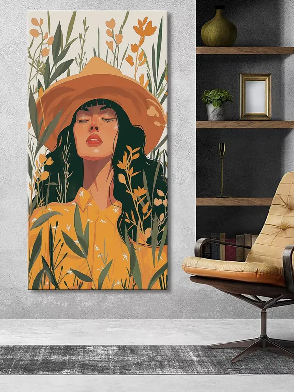 Tranquil_Woman_in_Nature_Canvas_Art_-_Boho_Style_Illustration_Painting_Large_Painting,_Big_Painting_(24X48_Inches_FLP24480783)