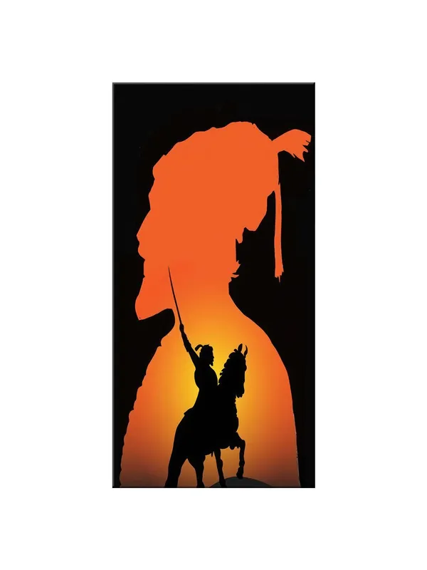 Warrior_Silhouette_Canvas_Art_|_Home_Decor_|_Orange_&_Black_Large_Painting,_Big_Painting_(24X48_Inches_FLP24480799)