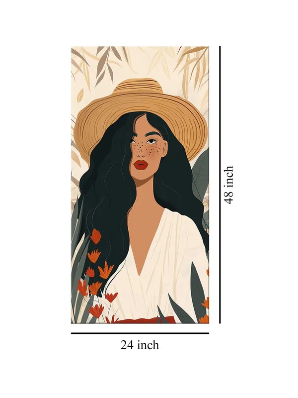 Modern_Bohemian_Woman_Canvas_Art_-_Illustration_Painting_with_Nature_Theme_Large_Painting,_Big_Painting_(24X48_Inches_FLP24480782)