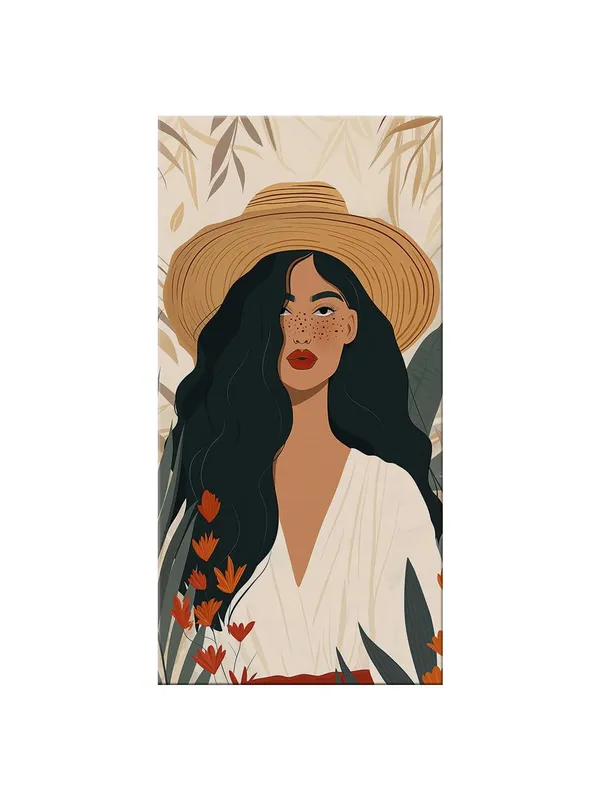 Modern_Bohemian_Woman_Canvas_Art_-_Illustration_Painting_with_Nature_Theme_Large_Painting,_Big_Painting_(24X48_Inches_FLP24480782)