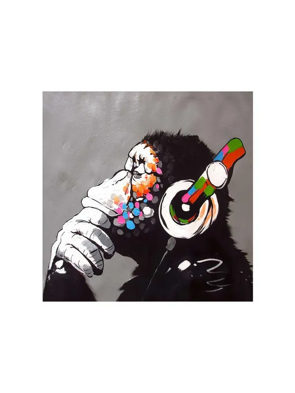 Quirky_Monkey_with_Headphones_Canvas-Wrapped_Painting_Fun_Art_for_Modern_Interiors(FLP36X360308)