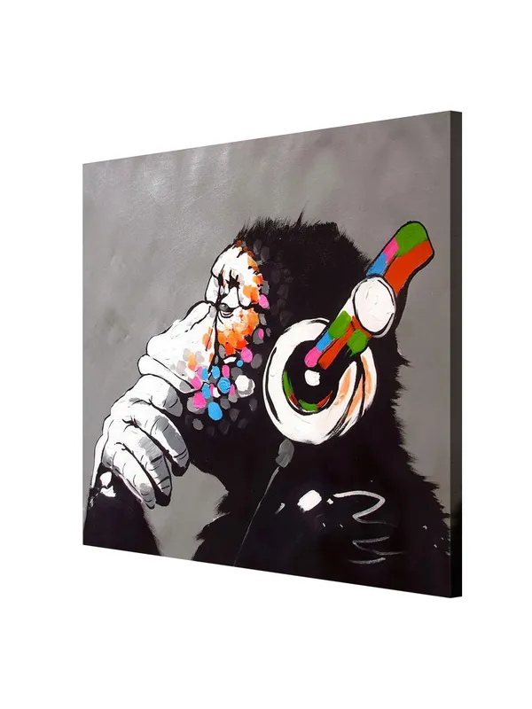 Quirky_Monkey_with_Headphones_Canvas-Wrapped_Painting_Fun_Art_for_Modern_Interiors(FLP36X360308)