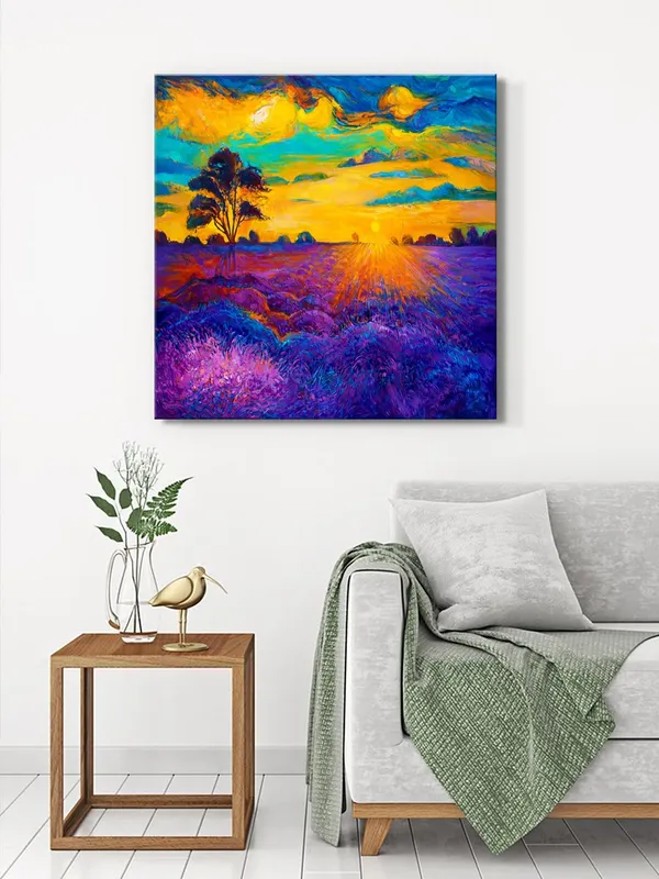 Lavender_Sunset_Canvas-Wrapped_Painting_36X36_-_Peaceful_Landscape_for_Home_Decor(FLP36X360453)