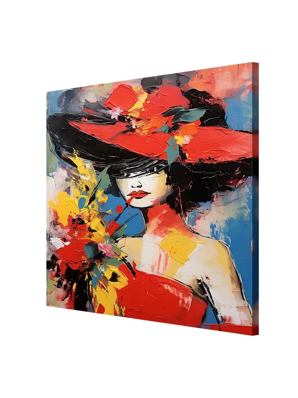 Floral_Lady_in_Red_Canvas-Wrapped_Painting_-_36X36_Inch_-_Abstract_Woman_Portrait_for_Chic_Interiors(FLP36X360420)