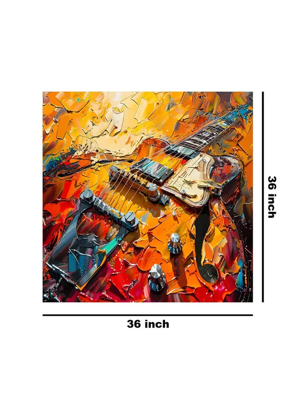 Canvas-Wrapped_Electric_Guitar_Abstract_Painting,_36X36_�_Bold_Colors,_Music_Lover�s_Art,_Modern_Wall_D�cor_for_Studio(FLP36X360444)