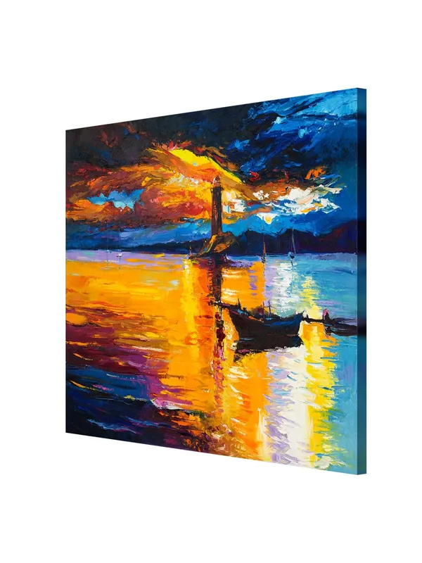 Lighthouse_at_Sunset_Canvas-Wrapped_Painting,_Radiant_Coastal_Decor(FLP24X240314)