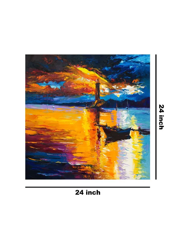 Lighthouse_at_Sunset_Canvas-Wrapped_Painting,_Radiant_Coastal_Decor(FLP24X240314)