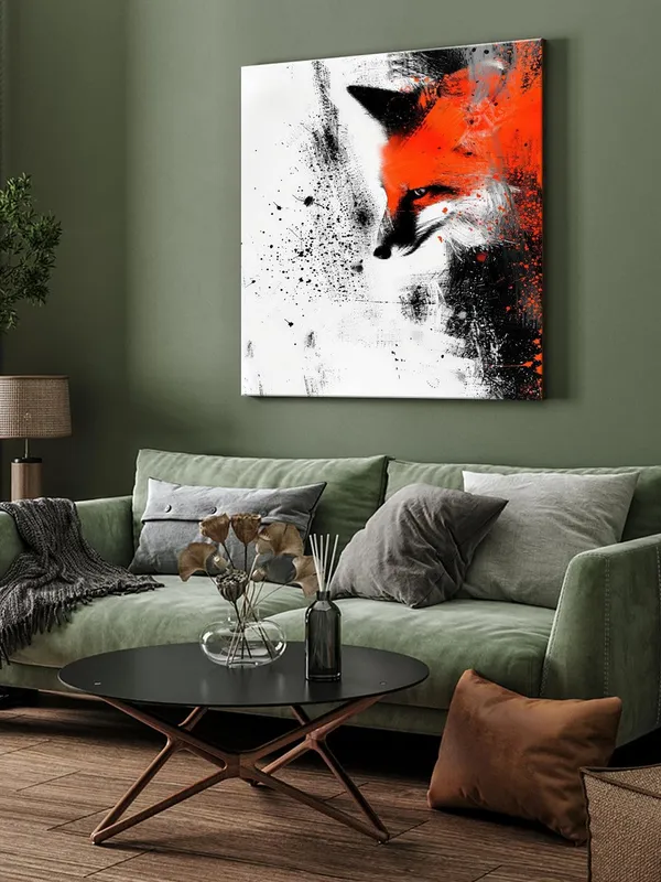 Contemporary_Abstract_Fox_Canvas-Wrapped_Painting_-_Size_36X36_-_Modern_Animal_Art(FLP36X360359)