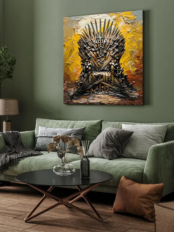Majestic_Iron_Throne_Canvas-Wrapped_Painting_-_36X36_|_Bold_Textured_Art_for_Living_Rooms_and_Offices(FLP36X360428)