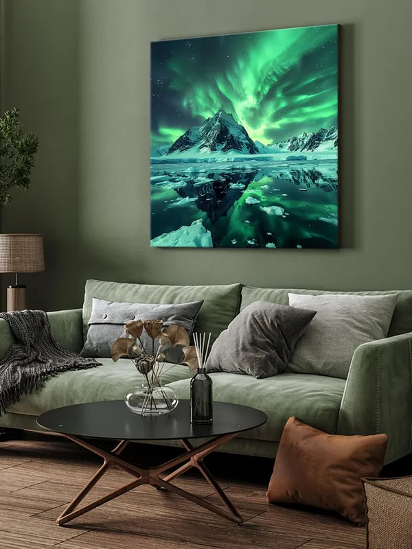 Mystical_Aurora_Canvas-Wrapped_Painting_36X36_-_Northern_Lights_Over_Icy_Peaks(FLP36X360339)