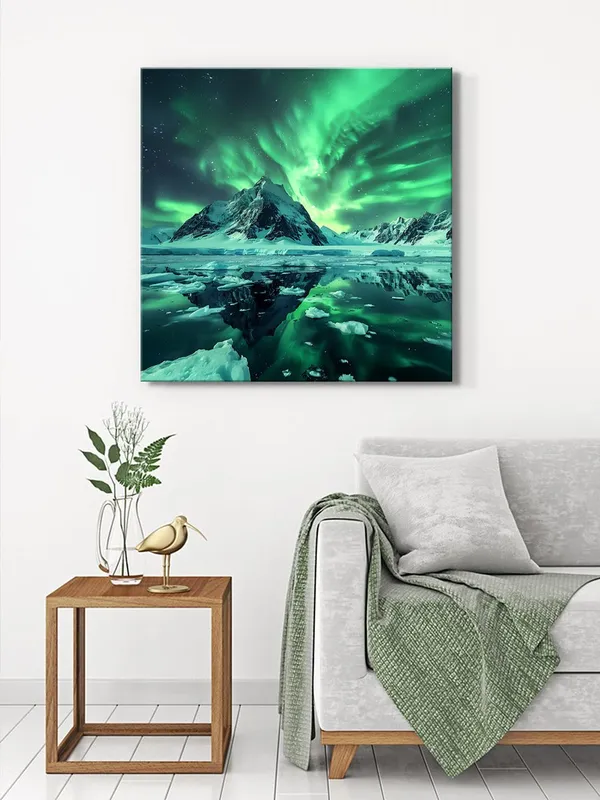 Mystical_Aurora_Canvas-Wrapped_Painting_36X36_-_Northern_Lights_Over_Icy_Peaks(FLP36X360339)