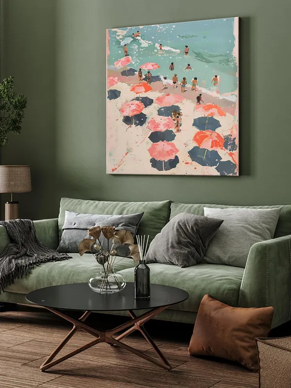 Canvas-Wrapped_Beach_Scene_Painting,_36X36_�_Perfect_for_Coastal_D�cor,_Bright_Colors_of_Summer,_Seaside_Art_Wall_D�cor(FLP36X360438)