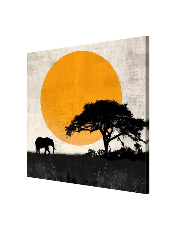 Canvas-Wrapped_African_Elephant_Sunset_Painting_36X36_-_Nature_Inspired_Wall_Art(FLP36X360491)
