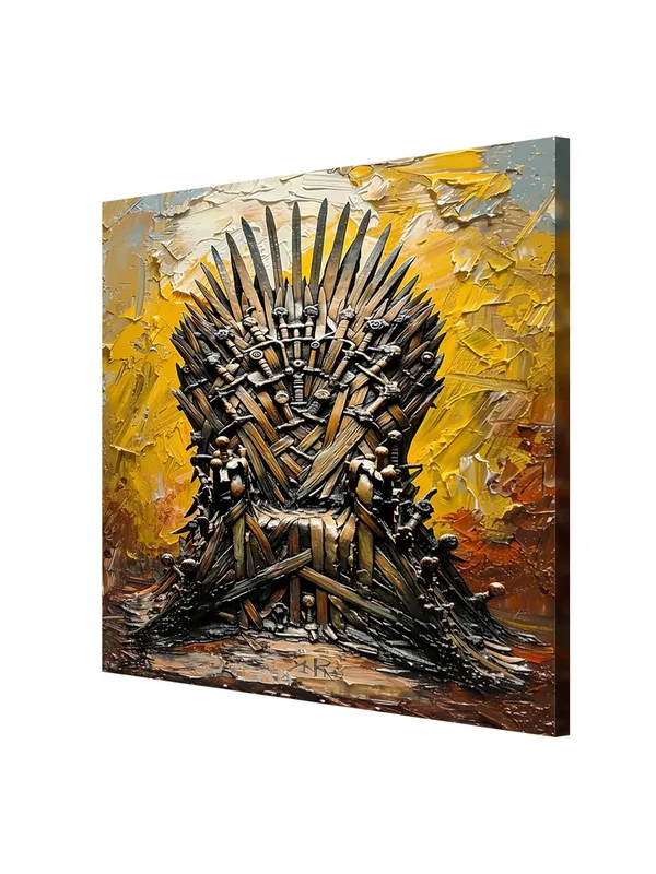 Majestic_Iron_Throne_Canvas-Wrapped_Painting_-_24X24_|_Bold_Textured_Art_for_Living_Rooms_and_Offices(FLP24X240428)