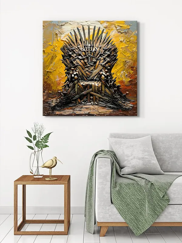 Majestic_Iron_Throne_Canvas-Wrapped_Painting_-_24X24_|_Bold_Textured_Art_for_Living_Rooms_and_Offices(FLP24X240428)