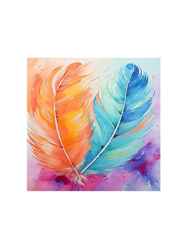 Feathers_Watercolor_Canvas-Wrapped_Painting,_24x24_-_Soft_and_Dreamy_Art_for_Calming_Decor(FLP24X240397)