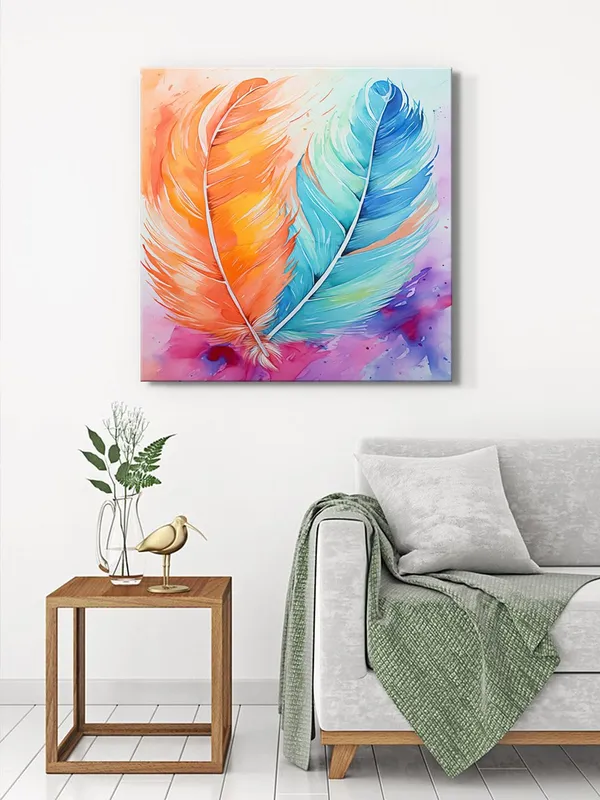 Feathers_Watercolor_Canvas-Wrapped_Painting,_24x24_-_Soft_and_Dreamy_Art_for_Calming_Decor(FLP24X240397)