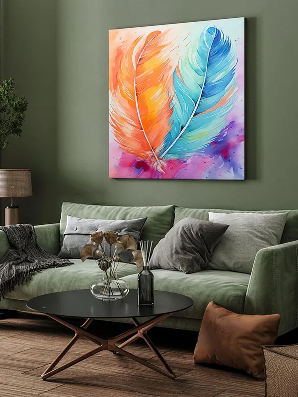 Feathers_Watercolor_Canvas-Wrapped_Painting,_24x24_-_Soft_and_Dreamy_Art_for_Calming_Decor(FLP24X240397)