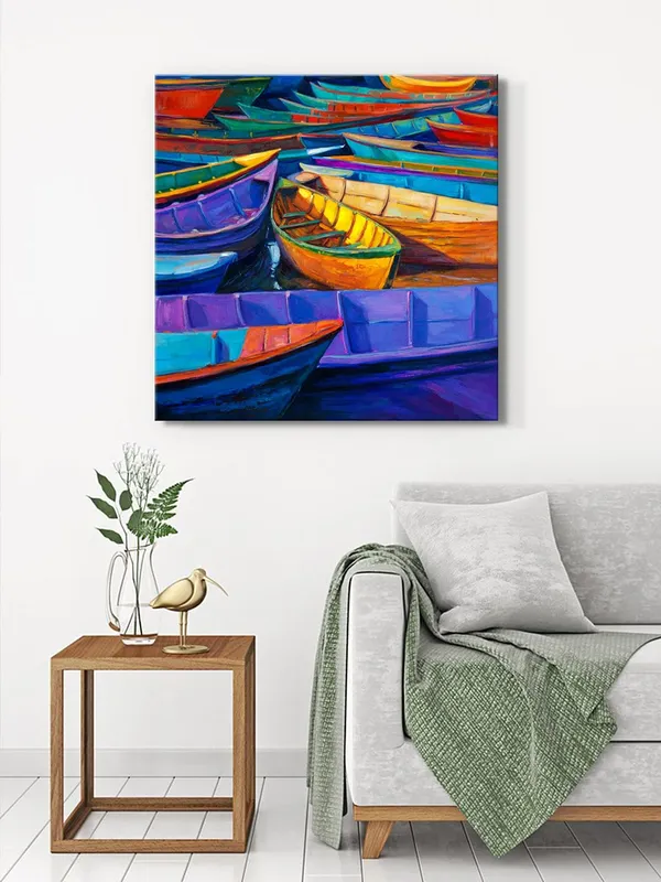 Docked_Boats_Canvas-Wrapped_Painting,_Perfect_for_Nautical-Themed_Interiors(FLP24X240316)