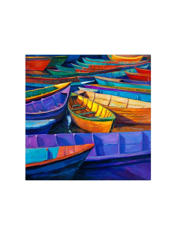 Docked_Boats_Canvas-Wrapped_Painting,_Perfect_for_Nautical-Themed_Interiors(FLP24X240316)