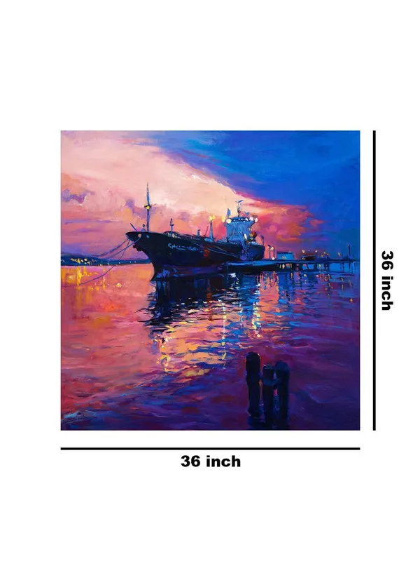 Majestic_Ship_at_Sunset_Canvas-Wrapped_Painting,_A_Nautical_Masterpiece(FLP36X360313)