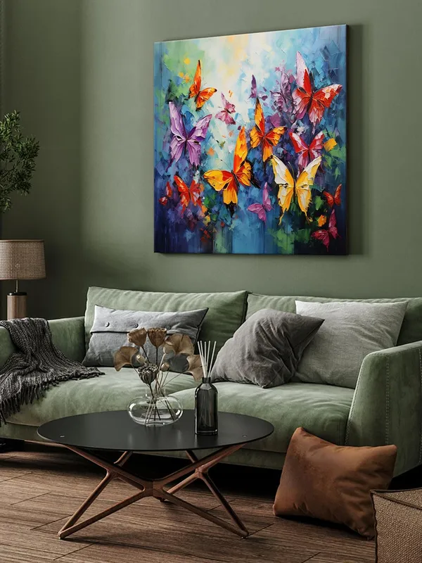 Butterfly_Garden_Canvas-Wrapped_Painting_24X24_-_Vibrant_Nature_Art(FLP24X240461)