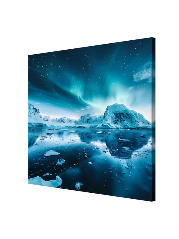 Northern_Lights_Reflected_in_Water_Canvas-Wrapped_Painting_24x24_-_Nature's_Wonder_Art(FLP24X240337)