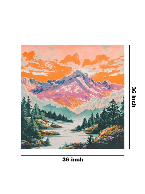 Vibrant_Mountain_Landscape_Canvas-Wrapped_Painting_36X36_-_Sunset_Hues_and_Alpine_Scenery(FLP36X360373)