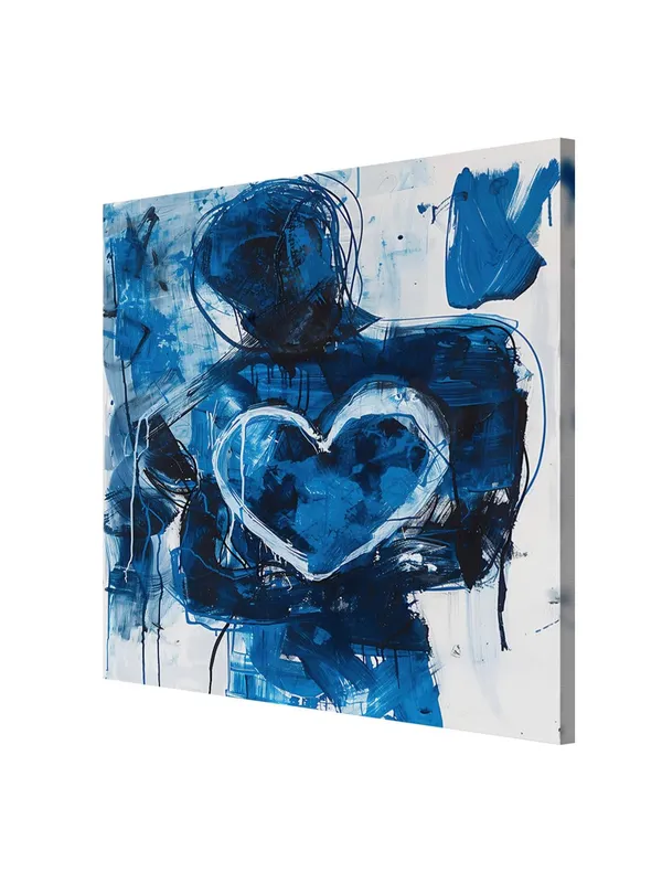 Abstract_Blue_Heart_Canvas-Wrapped_Painting_36X36_-_Modern_Art_with_Emotional_Expression(FLP36X360368)