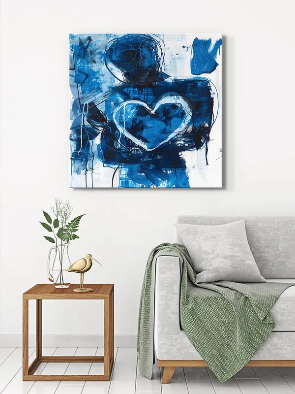 Abstract_Blue_Heart_Canvas-Wrapped_Painting_36X36_-_Modern_Art_with_Emotional_Expression(FLP36X360368)