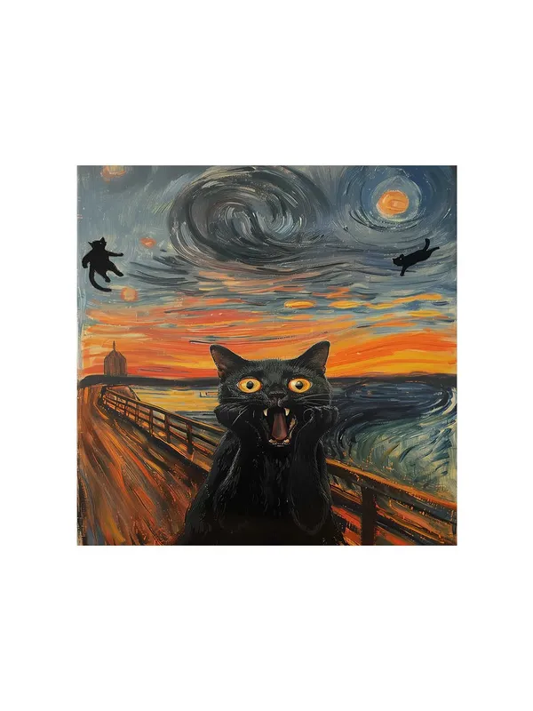 Scream_Cat_Canvas-Wrapped_Painting,_24x24_-_Playful_and_Whimsical_Art_for_Cat_Lovers(FLP24X240413)