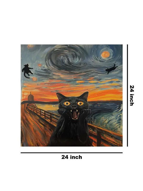 Scream_Cat_Canvas-Wrapped_Painting,_24x24_-_Playful_and_Whimsical_Art_for_Cat_Lovers(FLP24X240413)