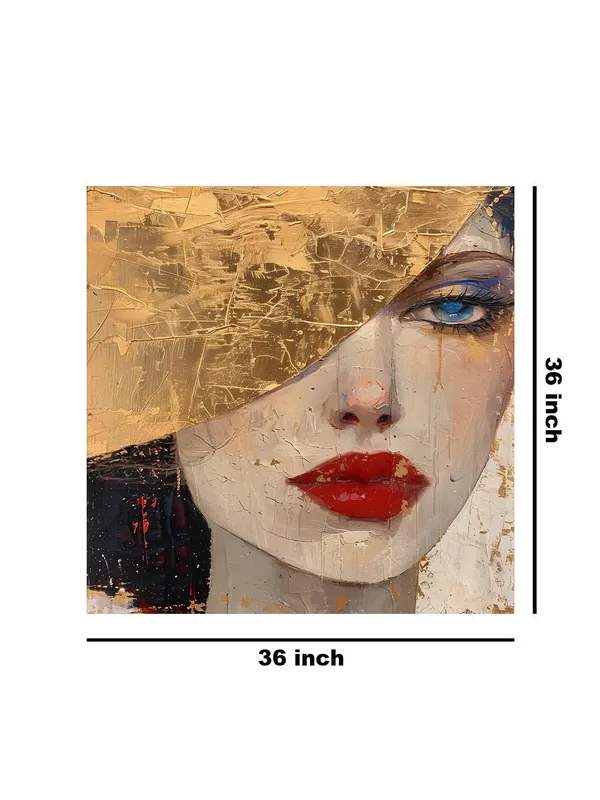 Golden_Face_Canvas-Wrapped_Painting,_36X36_-_Elegant_Portrait_Art_for_Chic_Home_Decor(FLP36X360409)