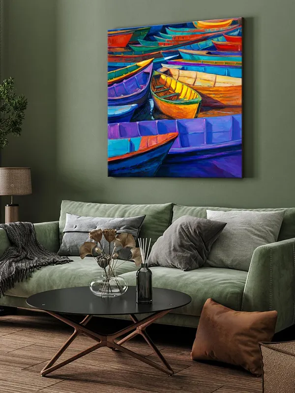 Docked_Boats_Canvas-Wrapped_Painting,_Perfect_for_Nautical-Themed_Interiors(FLP36X360316)