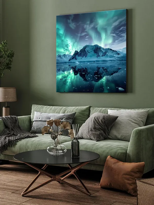 Serene_Glow_Canvas-Wrapped_Painting_24X24_-_Arctic_Landscape_with_Aurora_Borealis(FLP24X240340)