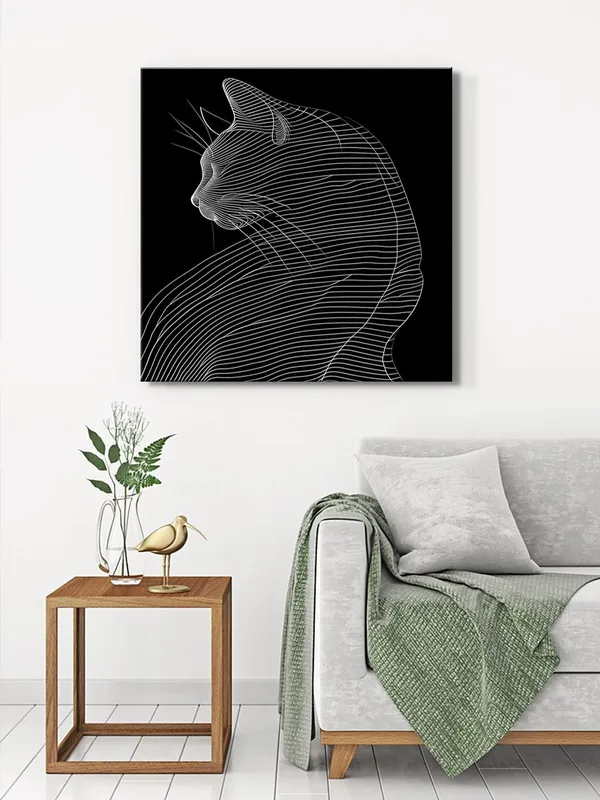 Line_Art_Cat_Canvas-Wrapped_Painting,_36X36_-_Minimalist_Animal_Art_for_Contemporary_Interiors(FLP36X360390)