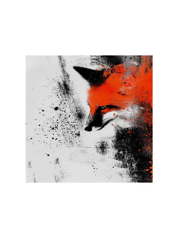 Contemporary_Abstract_Fox_Canvas-Wrapped_Painting_-_Size_24x24_-_Modern_Animal_Art(FLP24X240359)