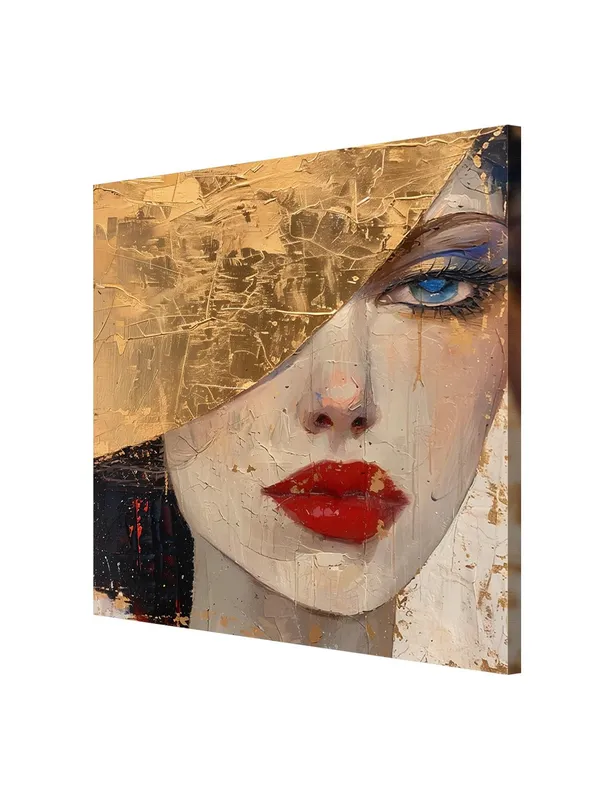 Golden_Face_Canvas-Wrapped_Painting,_24x24_-_Elegant_Portrait_Art_for_Chic_Home_Decor(FLP24X240409)