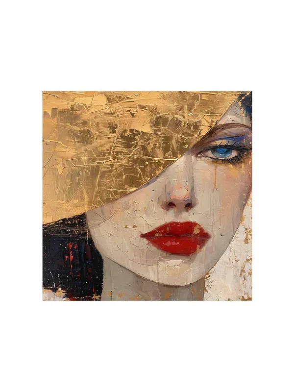 Golden_Face_Canvas-Wrapped_Painting,_24x24_-_Elegant_Portrait_Art_for_Chic_Home_Decor(FLP24X240409)
