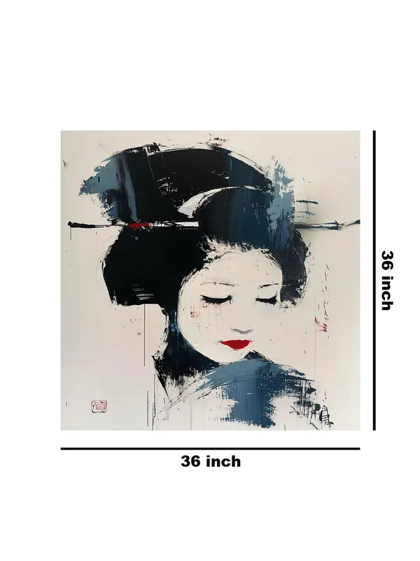 Geisha_Portrait_Canvas-Wrapped_Painting_36X36_-_Elegant_Japanese_Art_with_Minimalist_Style(FLP36X360379)