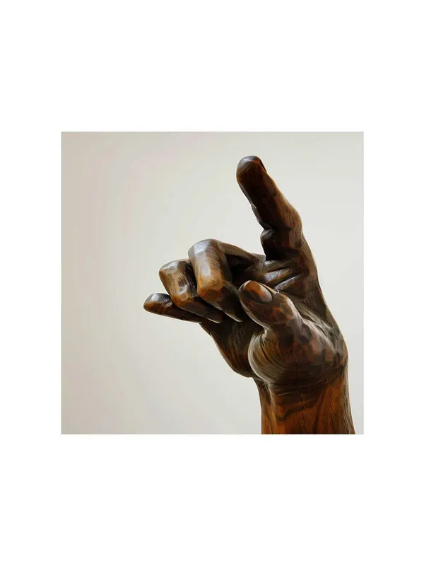 Wooden_Hand_Sculpture_Canvas-Wrapped_Painting_-_24X24_|_Rustic_and_Elegant_Art_Piece_for_Decor(FLP24X240429)