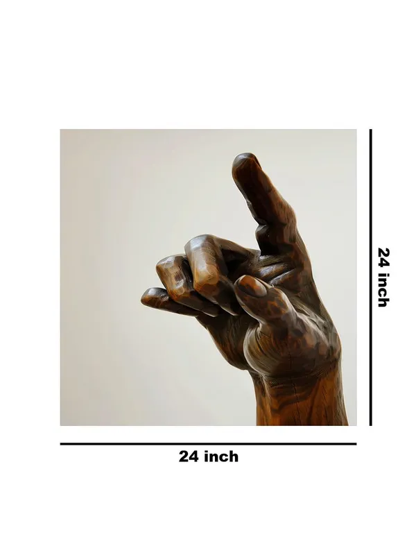 Wooden_Hand_Sculpture_Canvas-Wrapped_Painting_-_24X24_|_Rustic_and_Elegant_Art_Piece_for_Decor(FLP24X240429)