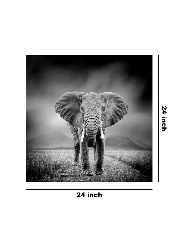 Majestic_Elephant_Canvas-Wrapped_Painting_24X24_-_Black_and_White_Safari_Scene(FLP24X240350)