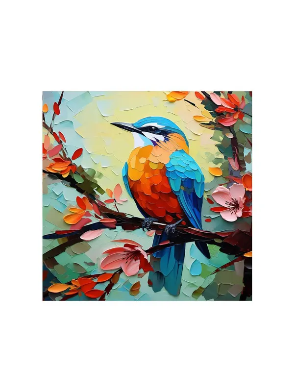 Colorful_Bird_on_Branch_Canvas-Wrapped_Painting_24x24_-_Nature_Art_for_Home_Decor(FLP24X240449)