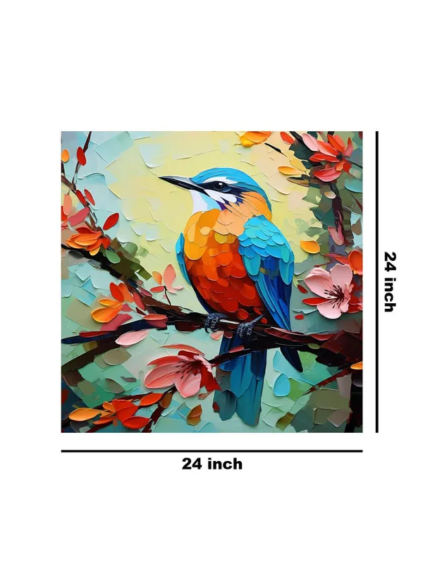 Colorful_Bird_on_Branch_Canvas-Wrapped_Painting_24x24_-_Nature_Art_for_Home_Decor(FLP24X240449)